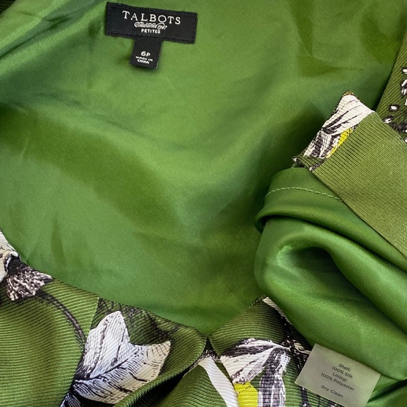 Talbots 4/6 Silk Floral Butterfly Stripe Dress - Picture 7 of 8